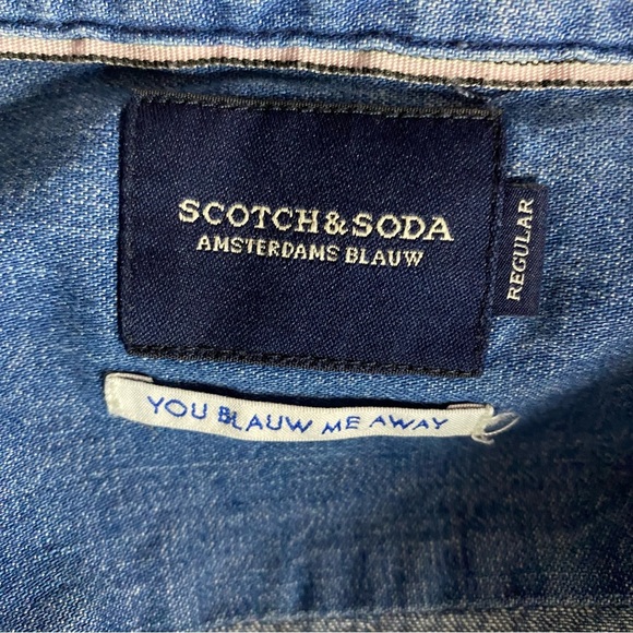Scotch & Soda Denim Shirt Blauwatch Regular Fit Long Sleeve Mens Size Large - Picture 3 of 8